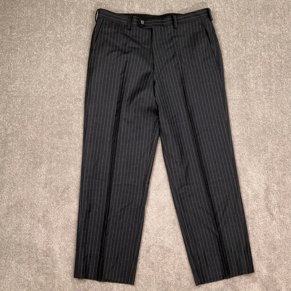 Hickey Freeman Suit Boys 37S 31W Charcoal Pinstripe Wool 2-Button